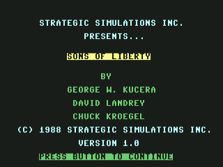 Sons Of Liberty title screen for Commodore 64